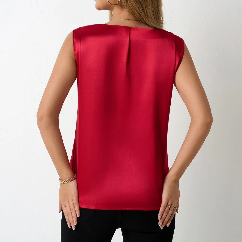

Women's Elegant Satin Vest Top for Spring And Summer Style European American Design Hot-Selling Commuter Wear