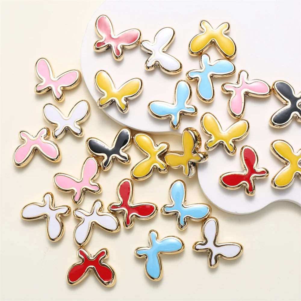 10 Stück 20 Stück 15x19mm Niedliche Schmetterling-Acrylperlen mit Goldrand in Bonbonfarben Lose Perlen für DIY-Halsketten, Armbänder und Schmuckzubehör – Detail 4