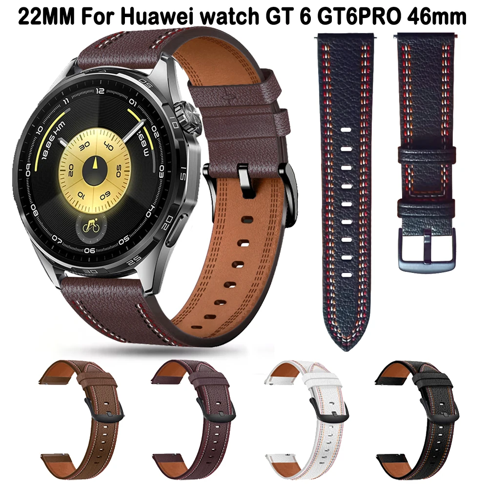 Pasek skórzany 22 mm do Huawei GT6 Pro 46 mm, sportowy pasek do zegarka, akcesoria do Huawei GT6 5 4 3 46 mm, bransoletka GT2e, wymienny pasek Correa
