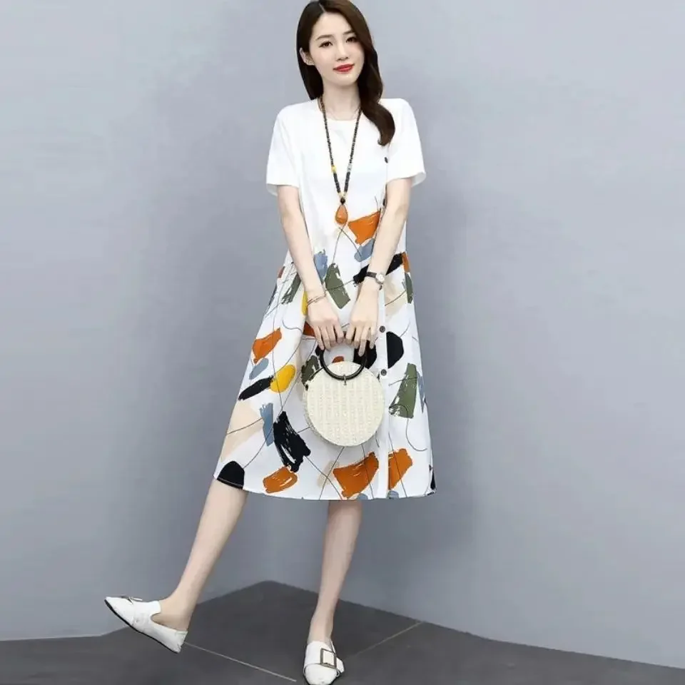 Female Dresses 2024 Tshirts Clothing Formal Occasion Women\'s Dress Midi Shirt Loose Hot New In Y2k Retro Features Promotion X Xl