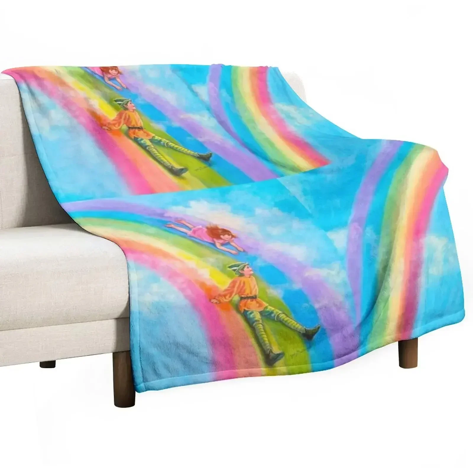 SLIDING DOWN THE RAINBOW Throw Blanket Furrys cosplay anime Blankets For Sofas Blankets