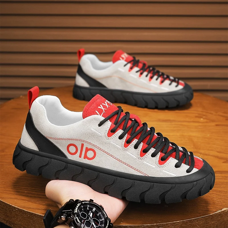 

New Casual Sports Thick Soled Fashionable and Versatile Casual Low Cut Breathable and Comfortable Leather Men's Board Shoes