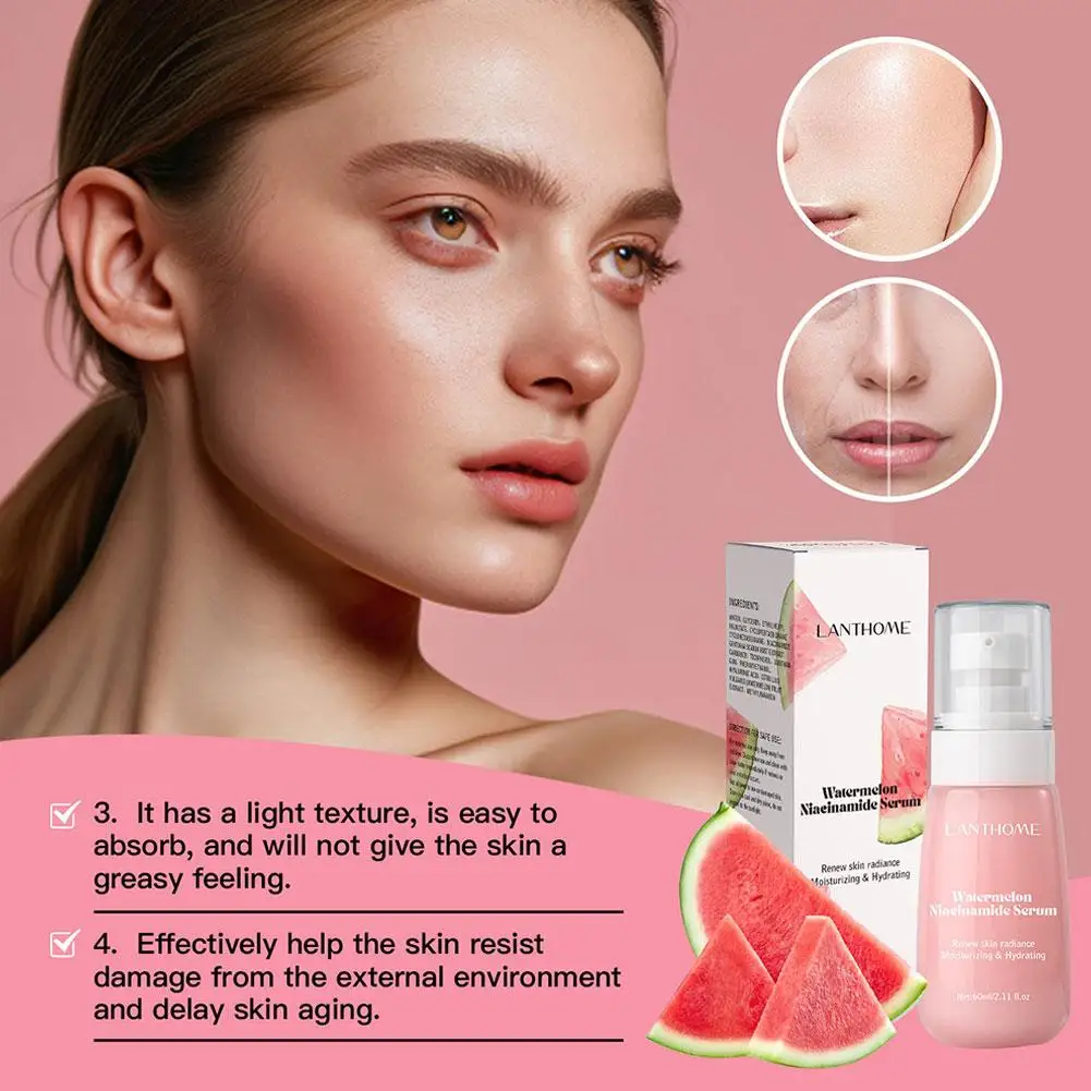 

1pcs Whitening Firming Serum Brighten Dark Spot Correcting Watermelon Pores Niacinamide Oil Essence Hydrating Shrink Contro A7H6