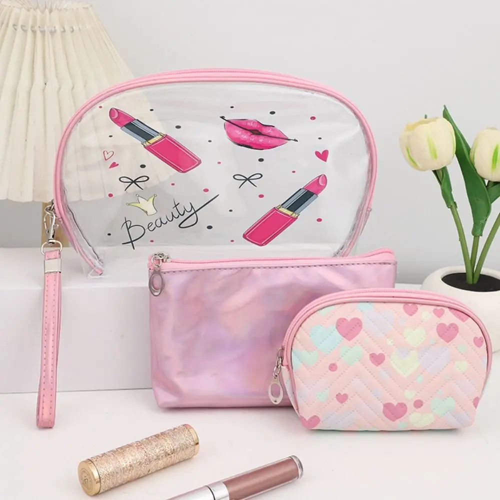 3Pcs High-quality PVC Makeup Bag Zipper Large Capacity Toiletry Storage Bag Wash Pouch