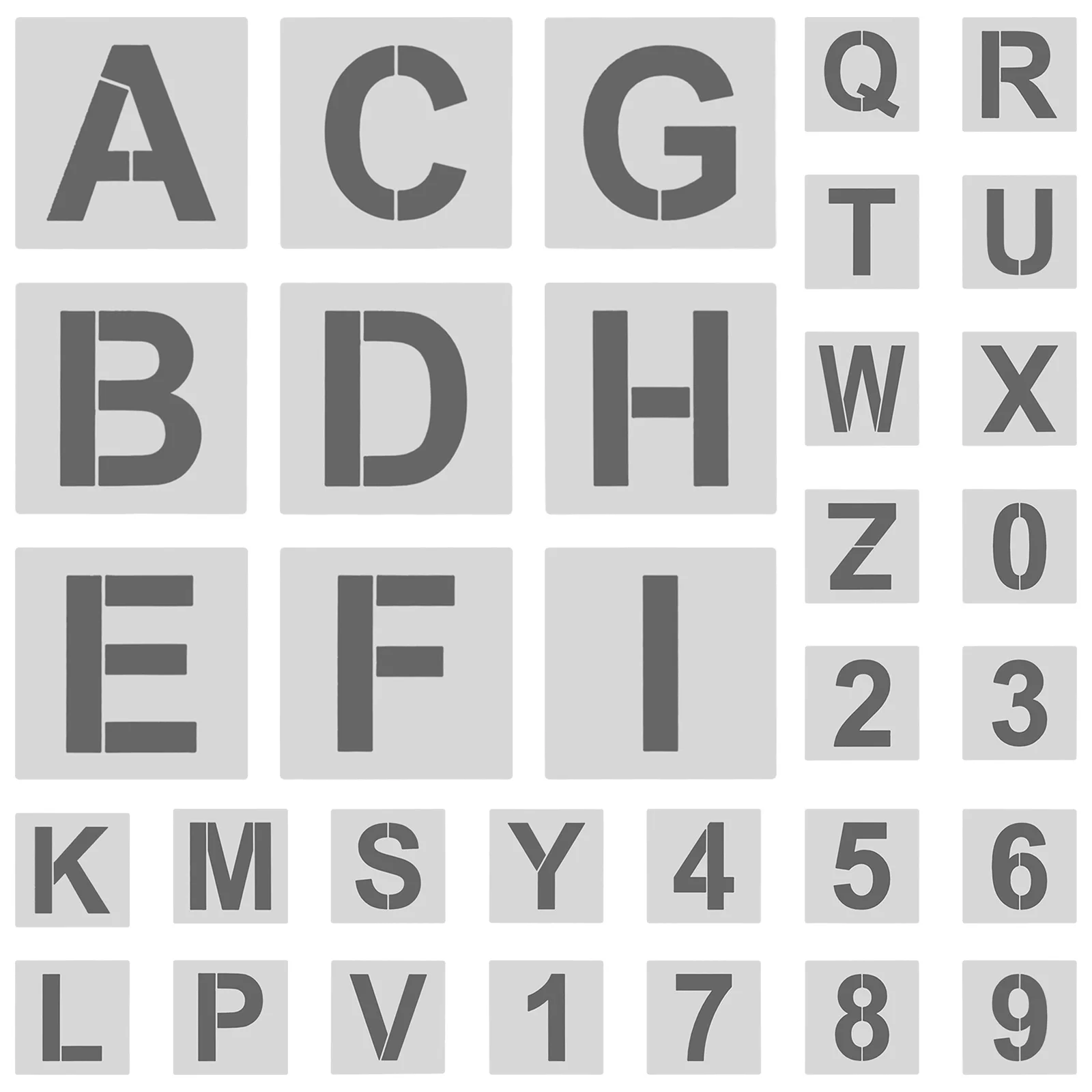 مجموعة واحدة من استنسل أرقام الحروف الأبجدية القابلة لإعادة الاستخدام 26 حرفًا و10 أرقام قوالب بلاستيكية لتعلم الأنشطة اليدوية التي يمكنك صنعها بنفسك #4