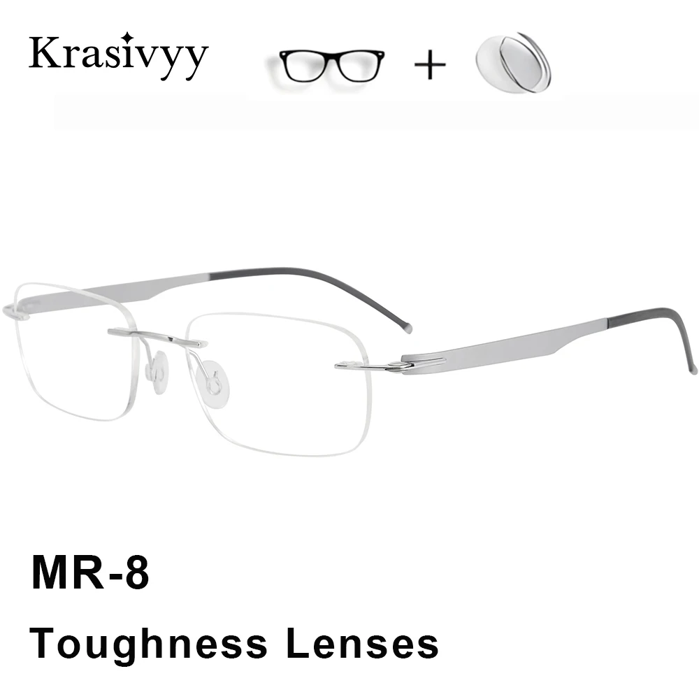 Krasivyy – lunettes de vue sans monture pour hommes et femmes, en titane pur, ultralégères, avec verres antireflet, personnalisées