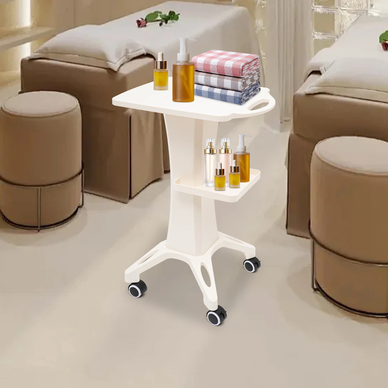 Carrello per salone di bellezza Carrello per spa professionale Carrello per salone spa in ABS Supporto mobile per strumenti di bellezza su ruote con