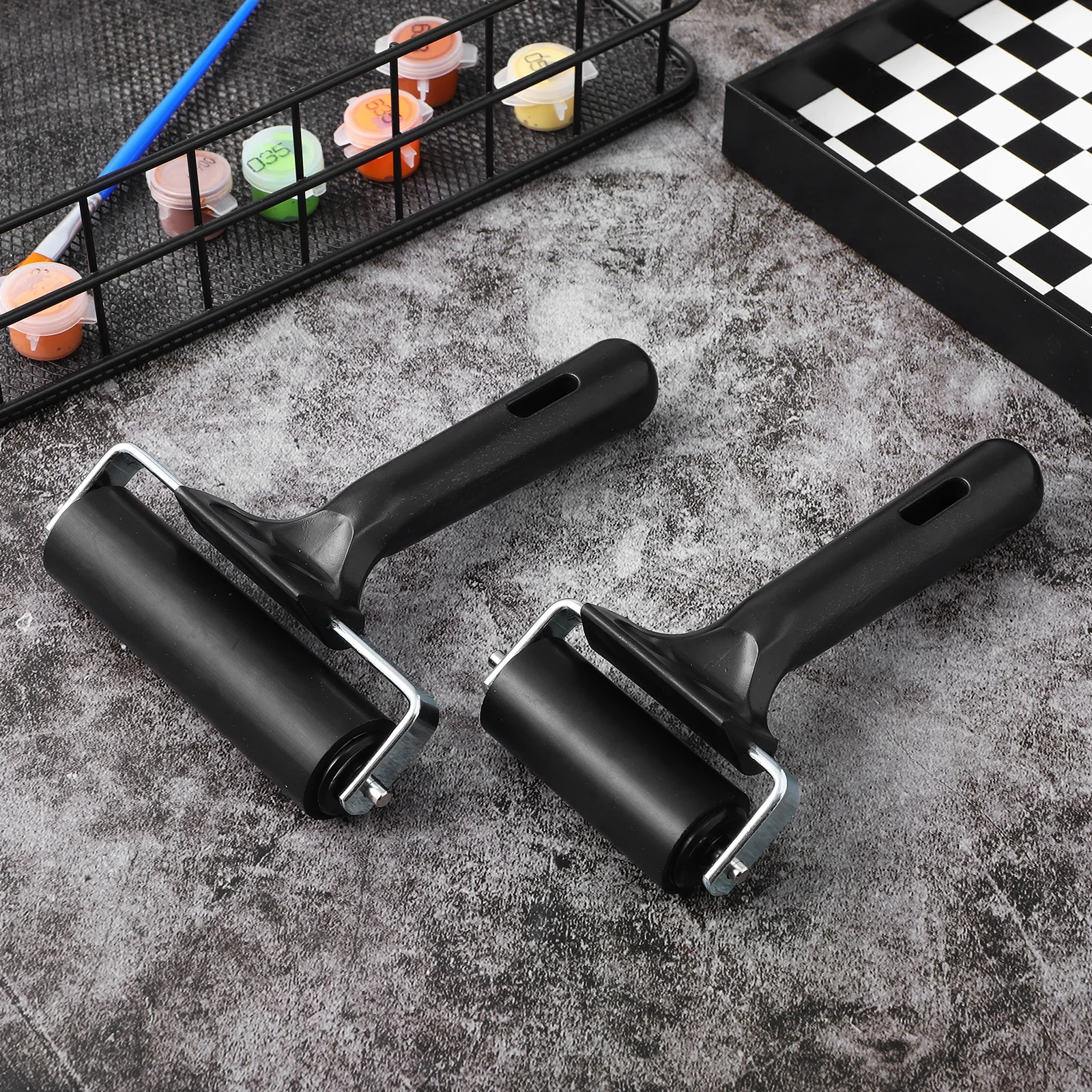 

2Pcs Roller Thick Rubber Craft Rollers Smooth Surface for Printmaking Stamping Wallpaper Gluing Application Tools