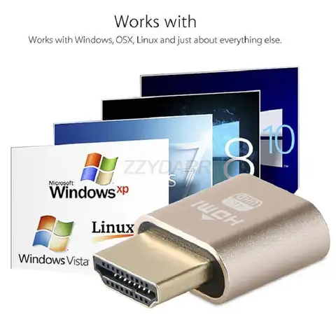 4K HDMI Dummy Plug DP VGA DVI Mini DP Display Emulator Virtueller Monitor Headless Display Adapter EDID Emulator EDID Headless