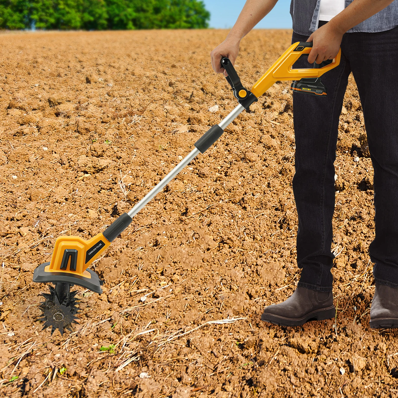 

Cordless Tilling Machine, Lithium Battery Garden Micro Tiller, Portable Tilling Machine，plowing, tilling, weeding，small gardens,