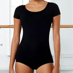 Women's Classic Basic Dance Leotard Adult Gymnastics Team Short Sleeve Ballet Leotard Top Bodysuit Dance Ballet Clothing