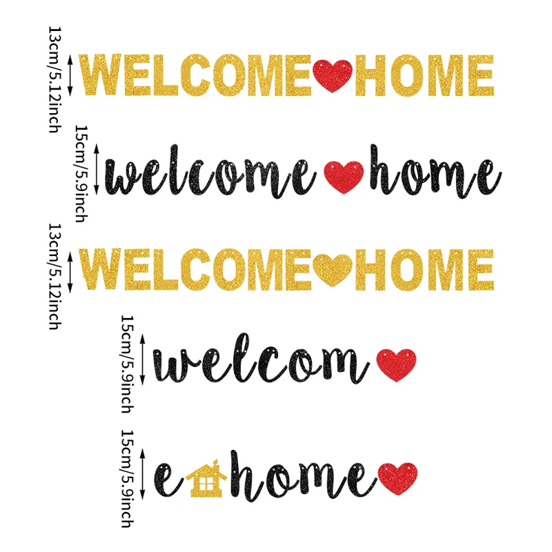 Willkommen zu Hause Banner Willkommen zurück Party Banner Golden Black Glitter Home Party Zeichen Dekore Banner für Militär Armee Party Dekor – Detail 4
