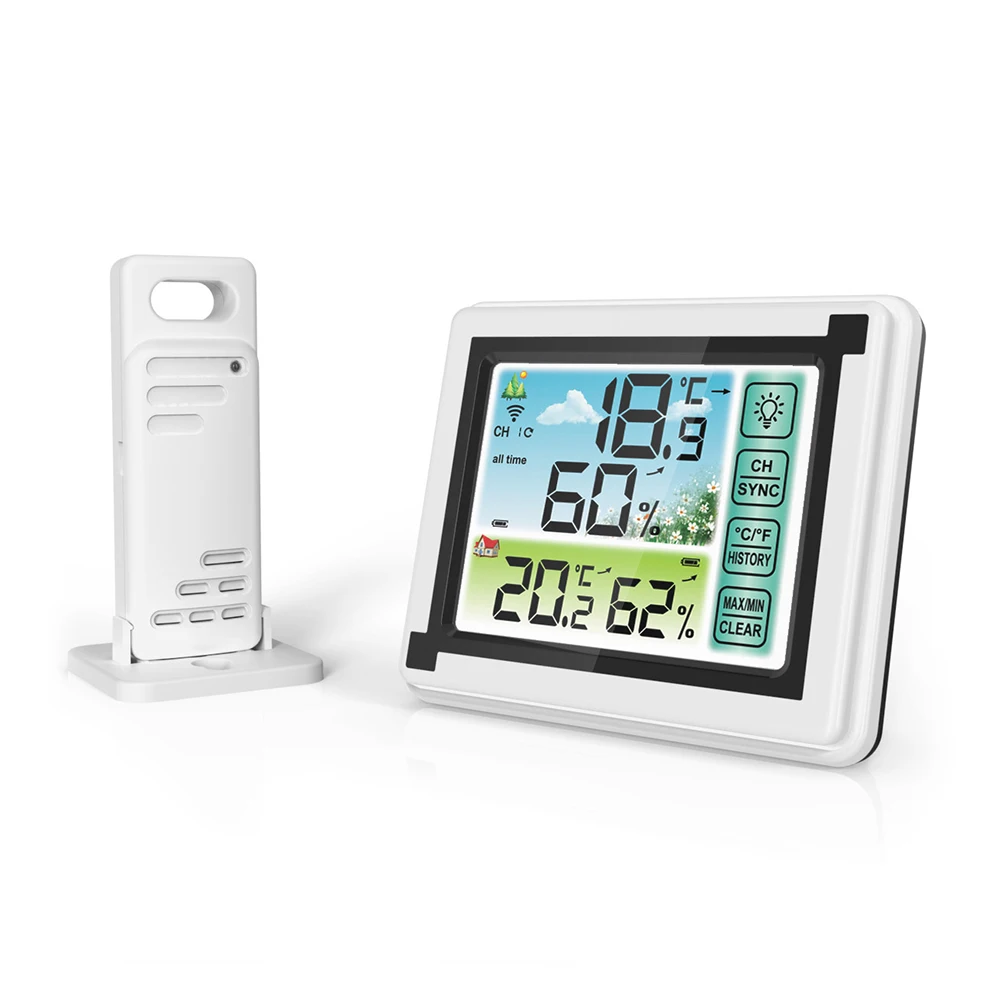 Color Screen Waterproof Hygrometer Humidity Temperature Meter Wireless Digital Indoor Outdoor Weather Station Forecast