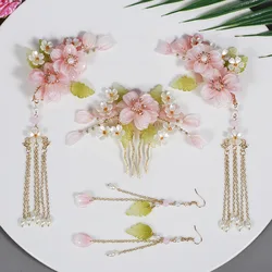 Chinese Hanfu Hair Accessories Set Vintage Wedding Headpiece For Women Long Tassel Pearl Hair Clip Classic Hanfu Hair Jewelry