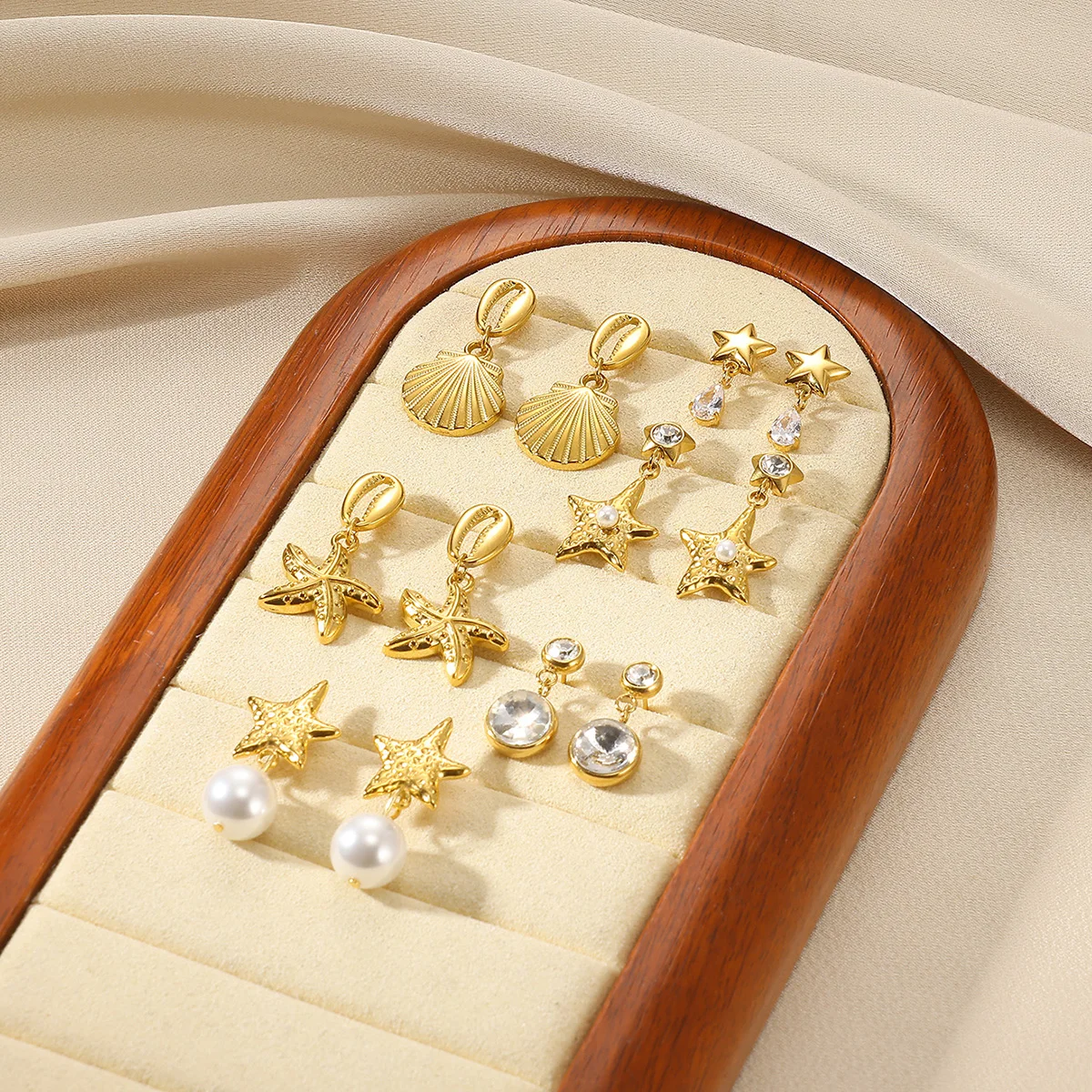 

Vintage Pearl Shell Starfish Earrings For Women Gold Color Stainless Steel Earrings Summer Beach Party Jewelry Gifts