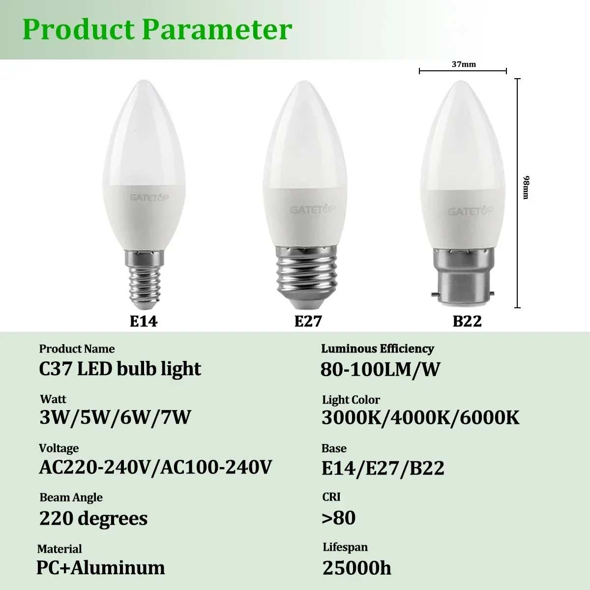 6pcs Versatile LED Spotlight Lamp with Multiple Base Options for Home and Office Interior Decoration E27 B22 E14 GU10 GU5.3