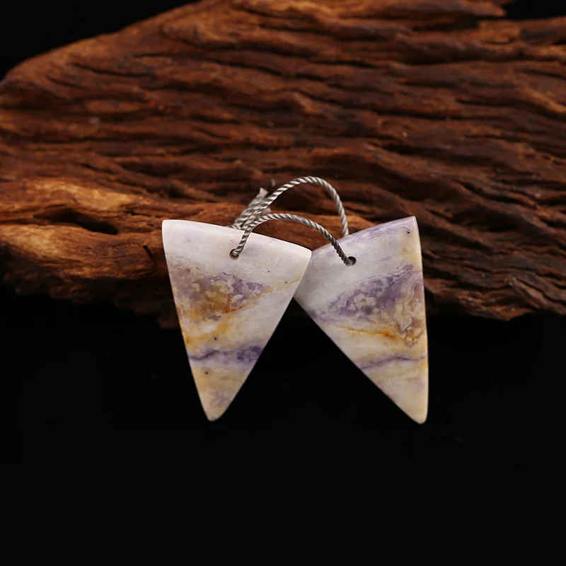 AAA+Artisan-Crafted Handmade Jewelry Double Hole Natural Stone Tiffany Jasper Drop Earring Bead Accessories For Women