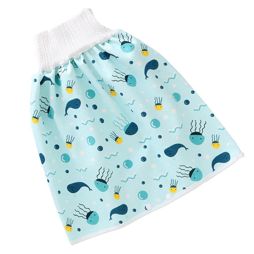 Waterproof Training Pants Diaper Skirt Washable Nappy -blue Pure Cotton
