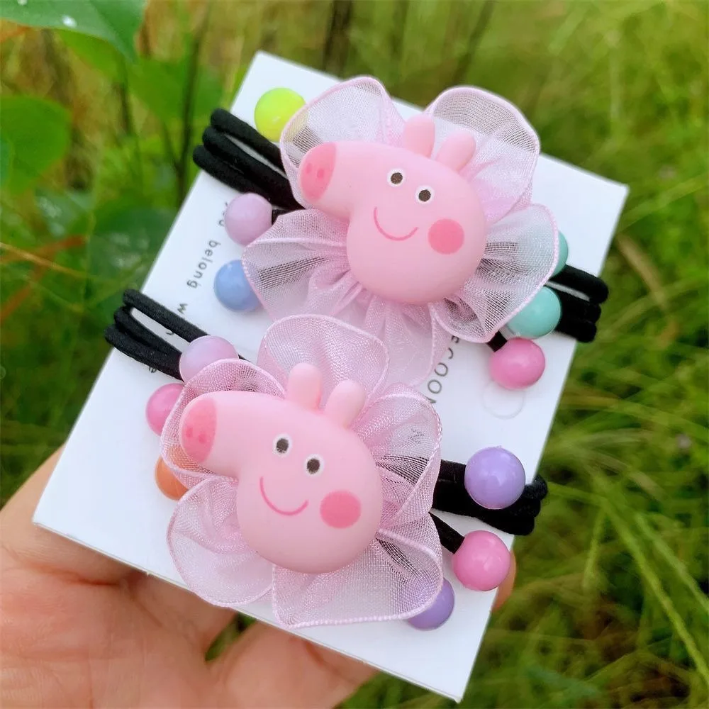 2Pcs/Set Peppa Pig Hairbands Children Girls Sweet Hair Ties Fashion Headbands Hair Accessories Rubber Band For Kid