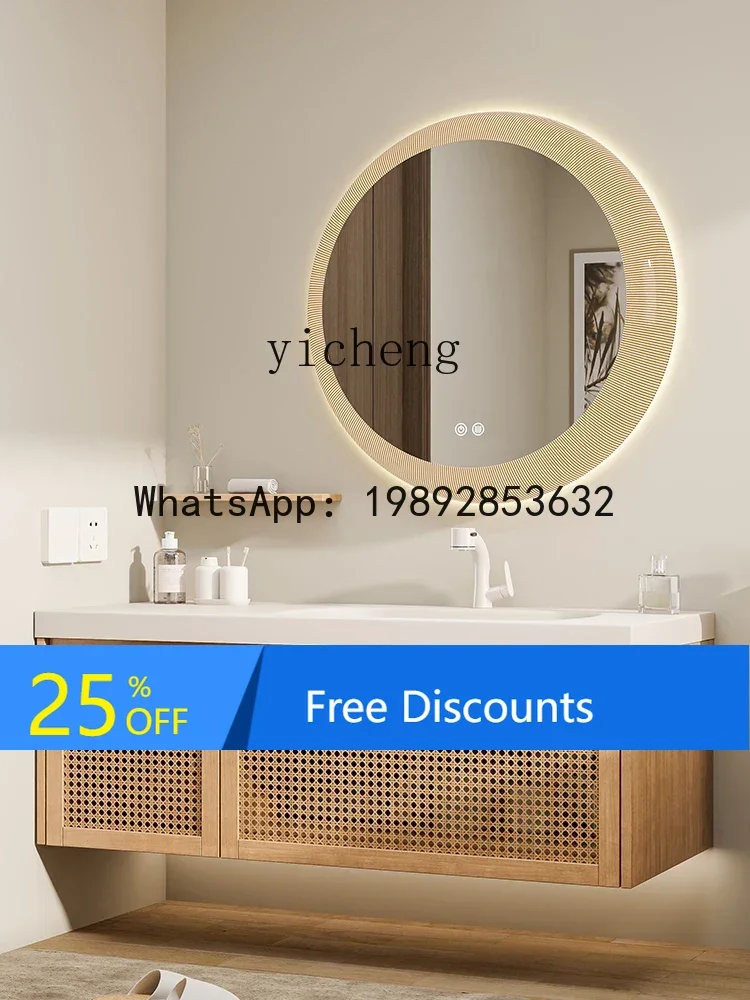 

LYY Whole Washbin Rattan Log Bathroom Cabinet Combination Bathroom Table Wash Basin