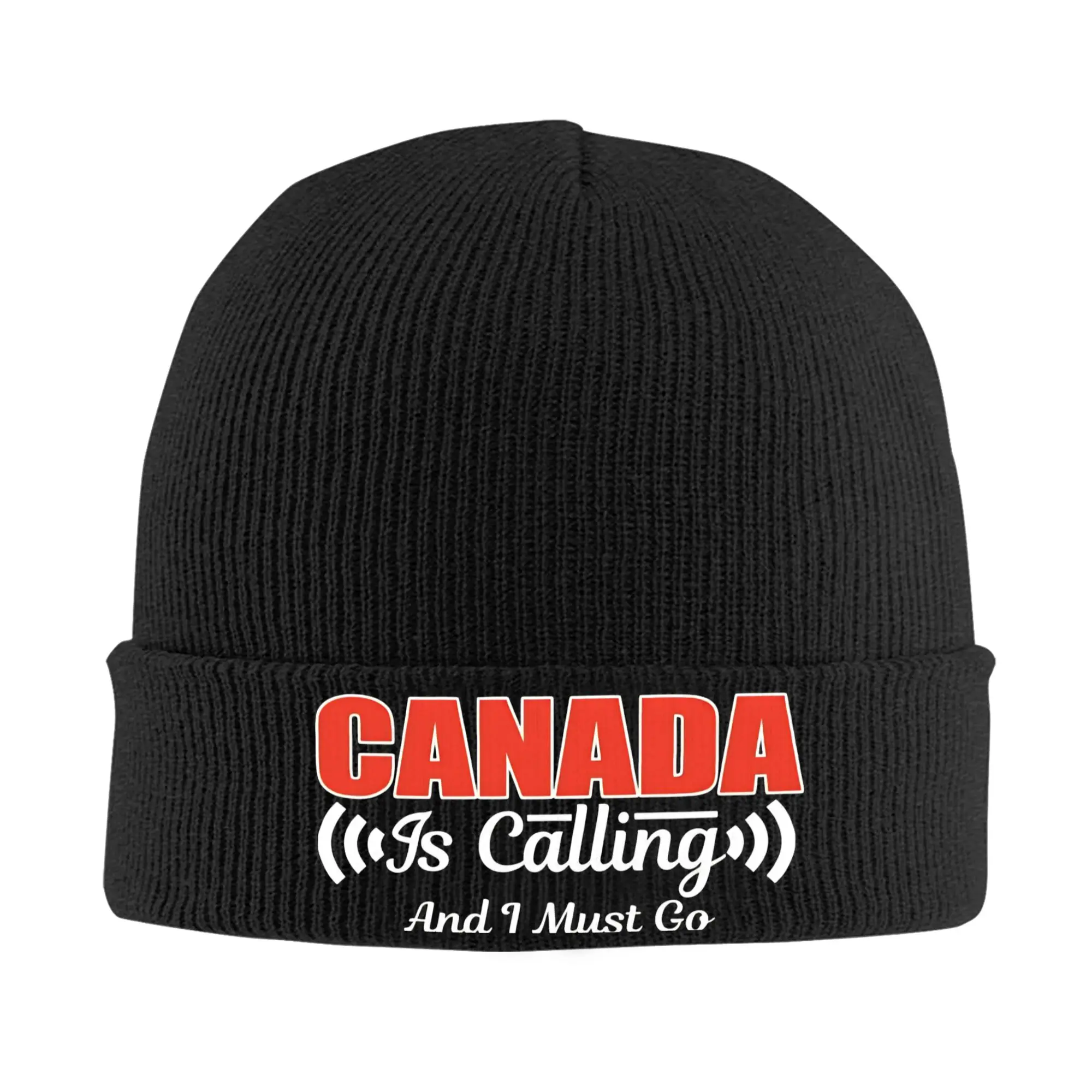 Funny Canada Is Calling and I Must Go Flag  Cuff Beanie For Unisex  Winter Warm Knitted Skull Cap