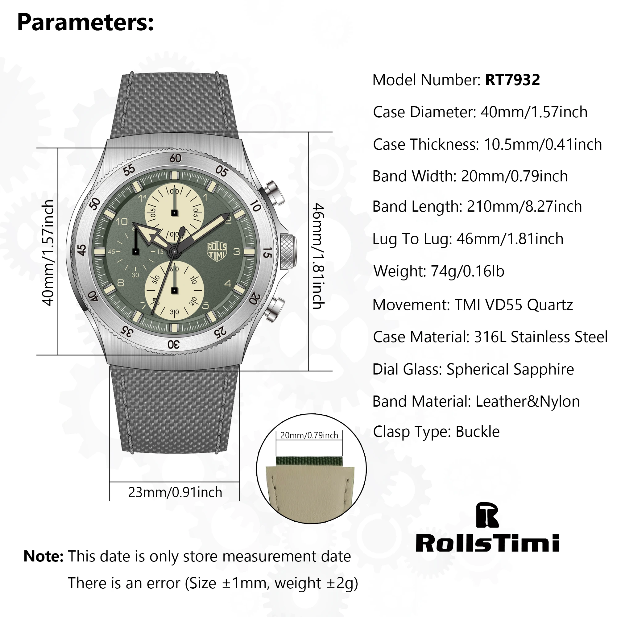 2025 جديد Rollstimi ساعات رجالي مقاوم للماء ساعة كوارتز بكرونوغراف للرجال هدية الياقوت مرآة الفولاذ المقاوم للصدأ ساعة اليد