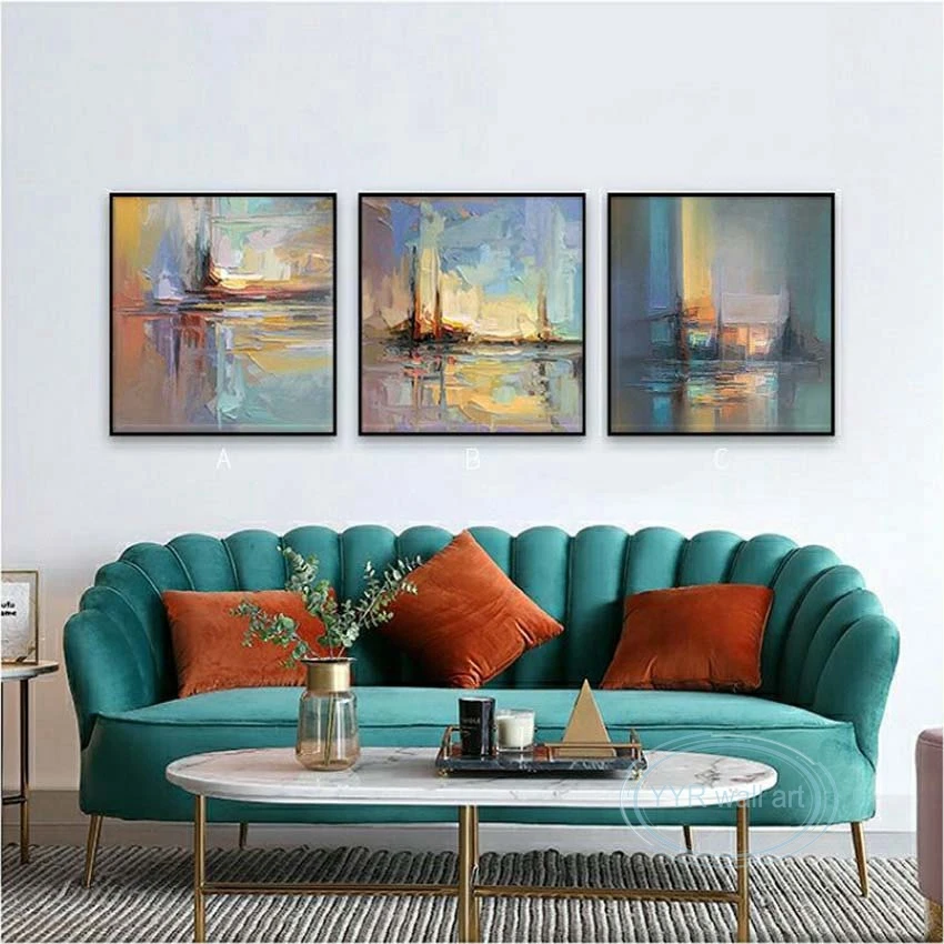 Abstract Art Oil Painting Handmade Canvas Hanging Poster Modern Combination Decorative Mural For Living Room Bedroom Restaurant