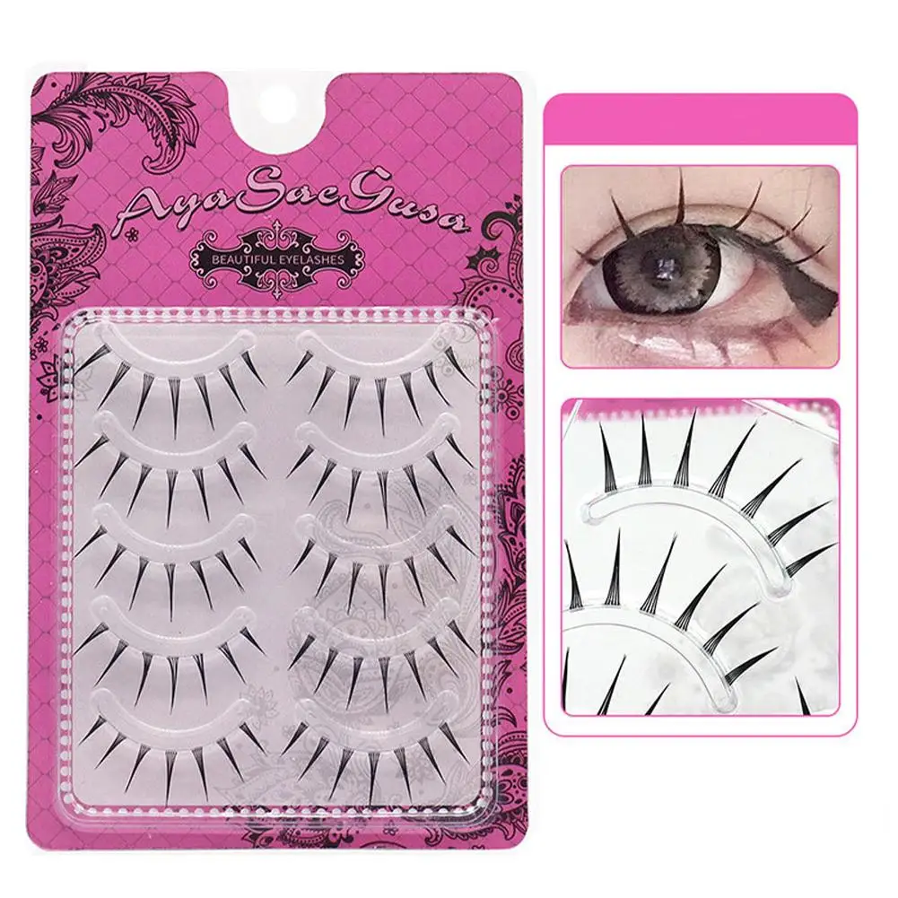 Ciglia finte per bambole Gyaru giapponesi, punte drammatiche, lunghe, trasparenti, con fascia invisibile, estremità affusolate per occhi grandi, stile anime manga