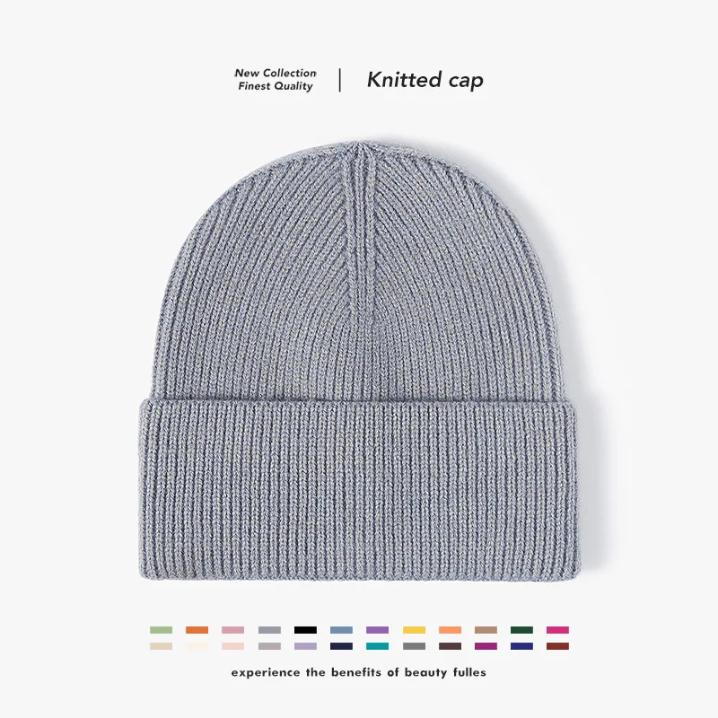 

New Korean Wool Acrylic Knitted Caps Women Men Skullcap Autumn Winter Ladies Casual Elastic Warmer Bonnet Skullies Beanies Cap