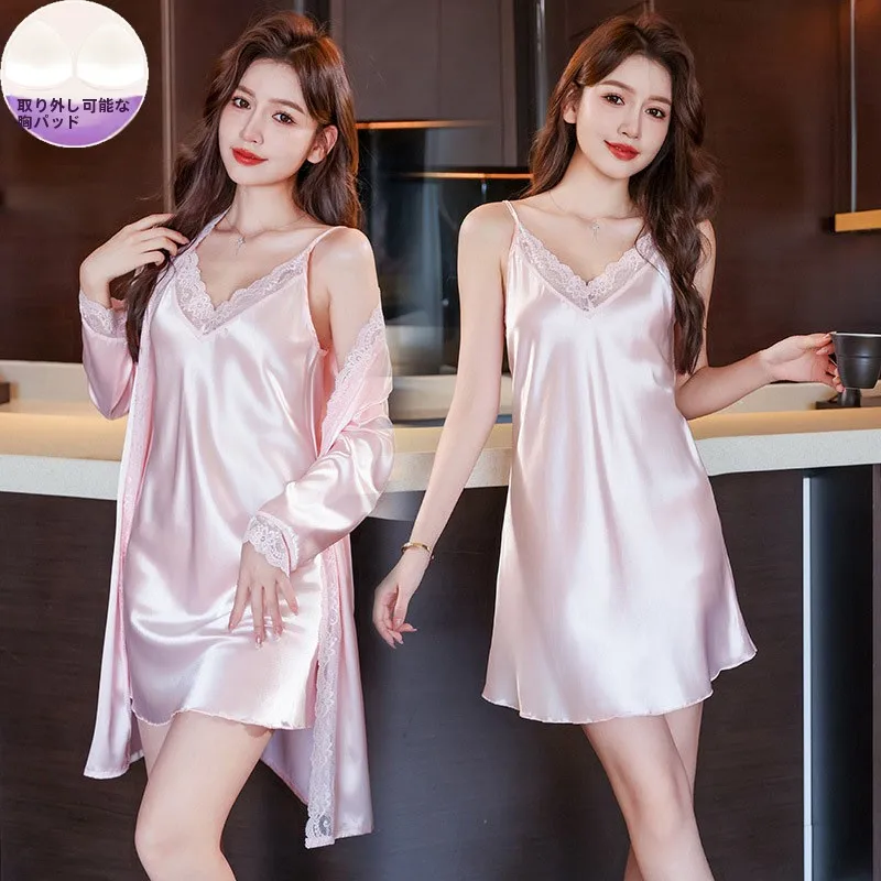 true-silk-sleep-dress-women's-style-2026-new-ice-silk-sexy-thin-strap-two-piece-set-with-chest-pad-spring-summer-home-wear