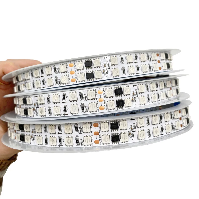 24V WS2811 Double Row LED Dream Color Strip 168 LED/M  1903 Double Row 5050 RGB Full Color Addressable Pixel  Flexible Tape 16mm