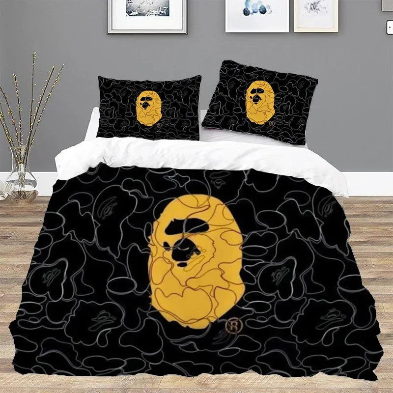 B-BapeS Comforter Bedding Sets Bed Set Twin Size Bedding Duvet Cover Set Double Bed Sheets Linen Queen Home Textile Garden Anime