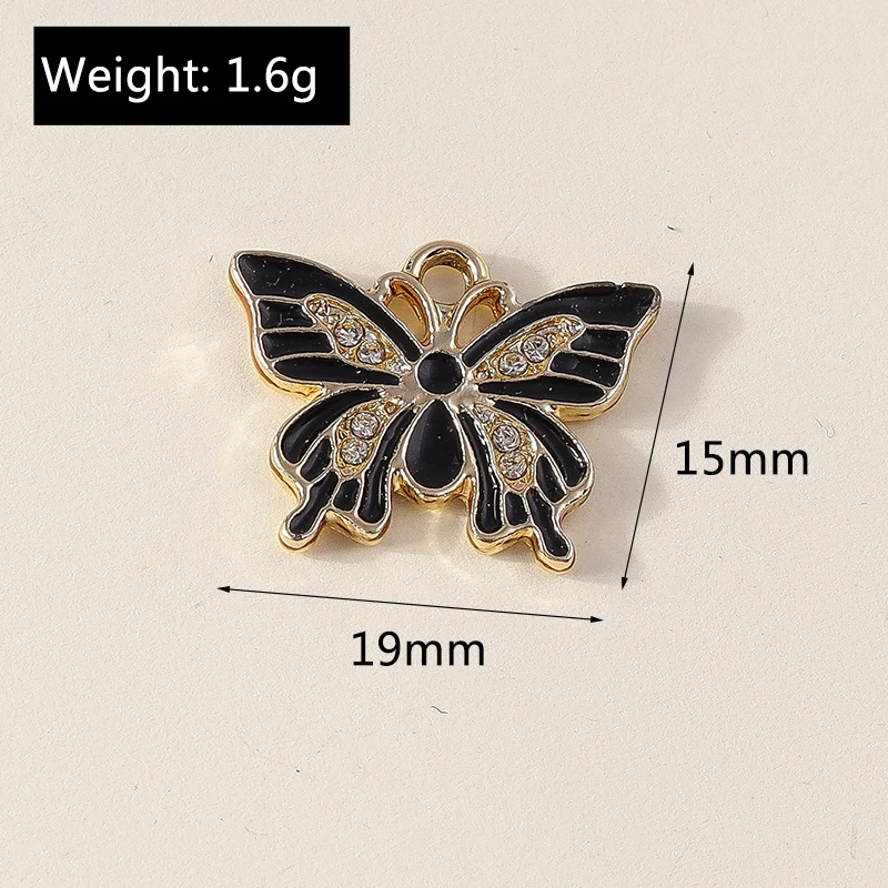 Leslie 10pcs Luxury Crystal Butterfly Charms Pendants for Necklace Earring Bracelet Handmade Diy Jewelry Making Accessories