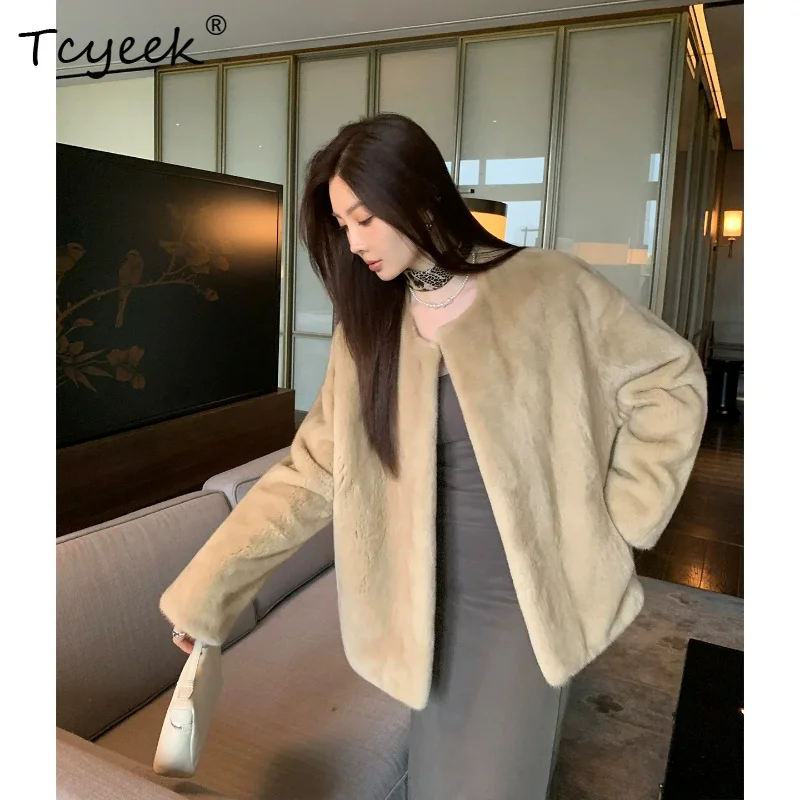 

Tcyeek Natural Whole Mink Fur Coat Women Winter Clothes Real Fur Warm Womens Coats Fashion 2026 O-neck New Style Casaco Feminino