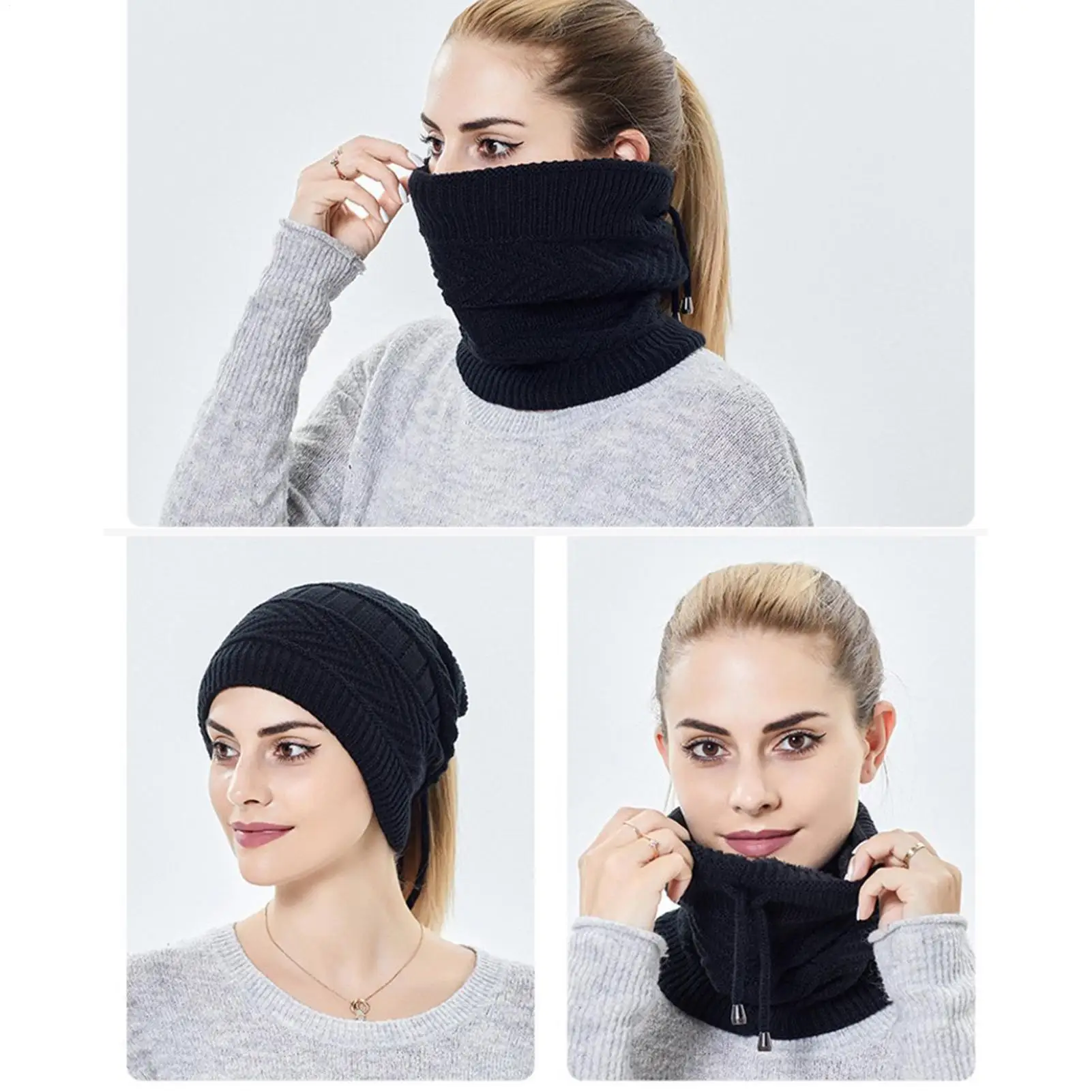 

Heating Hat 2 in 1 Knitted Beanie Hat Neck Warmer Electric Rechargeable Warm Scarf for Women Men Winter Cold Ski Outdoors Hiking