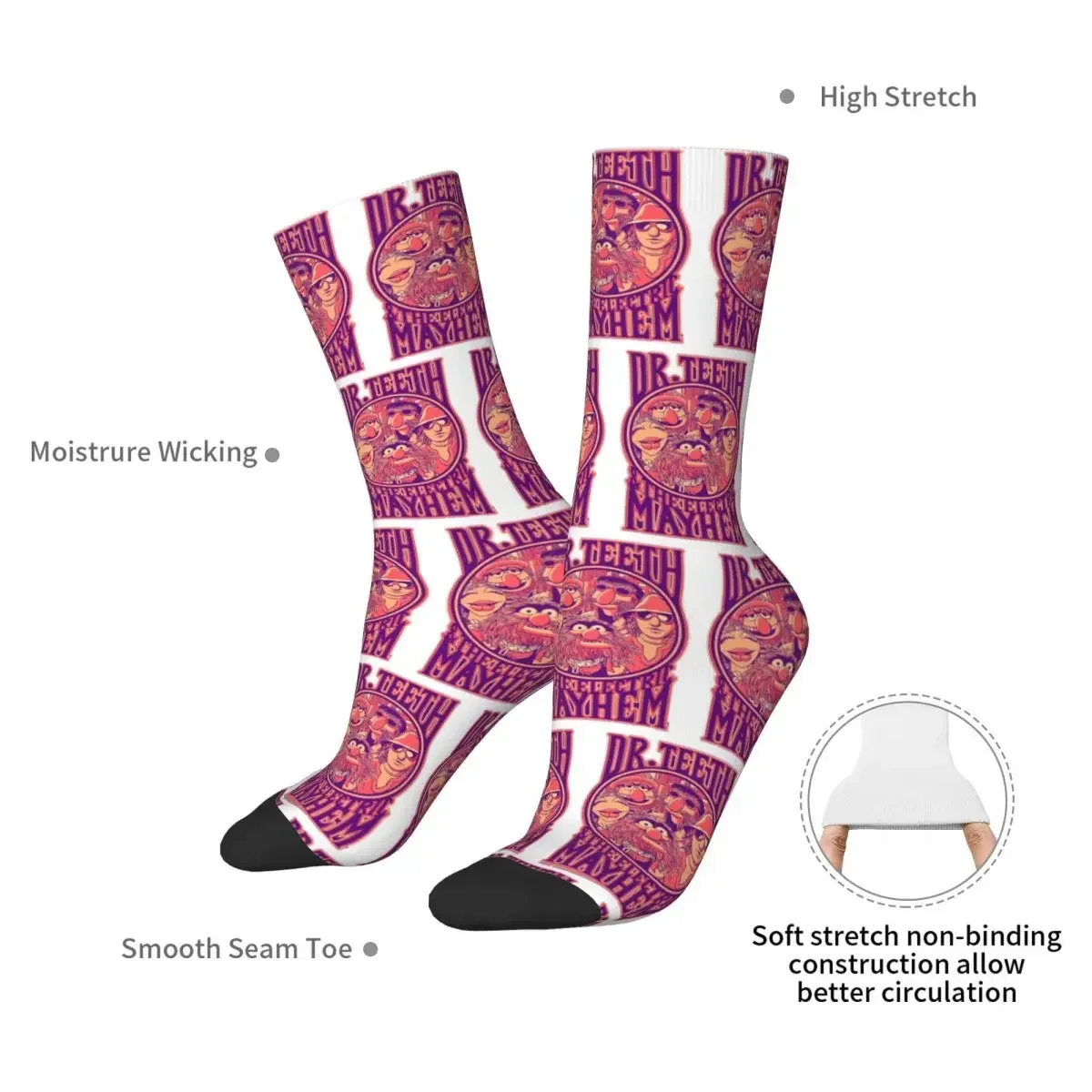 Dr. Teeth Socks Harajuku High Quality Stockings All Season Long Socks Accessories for Unisex Gifts