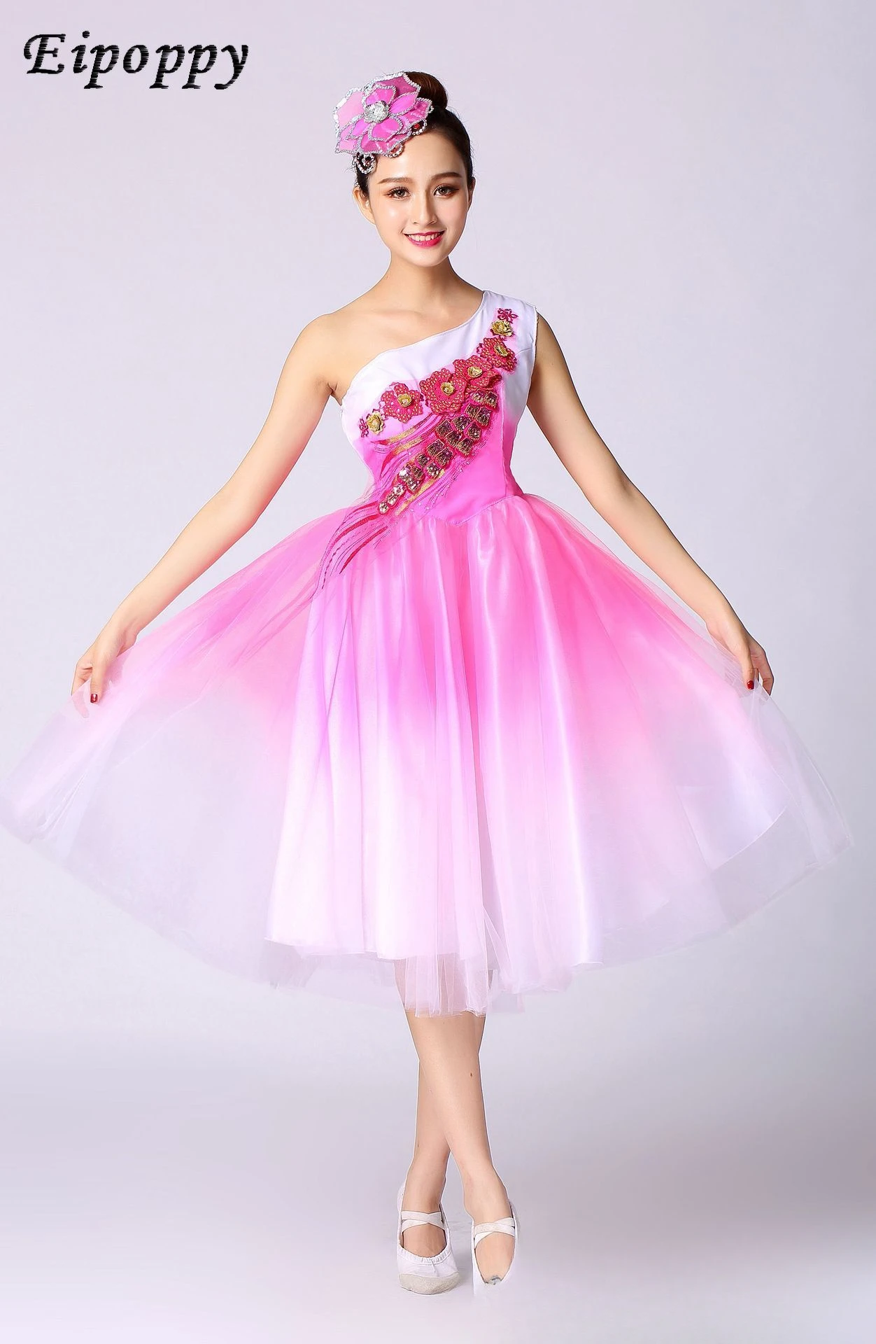 Opening Dance Large Swing Dress Mid-Length Dress Modern Song Dance Performance Costumes