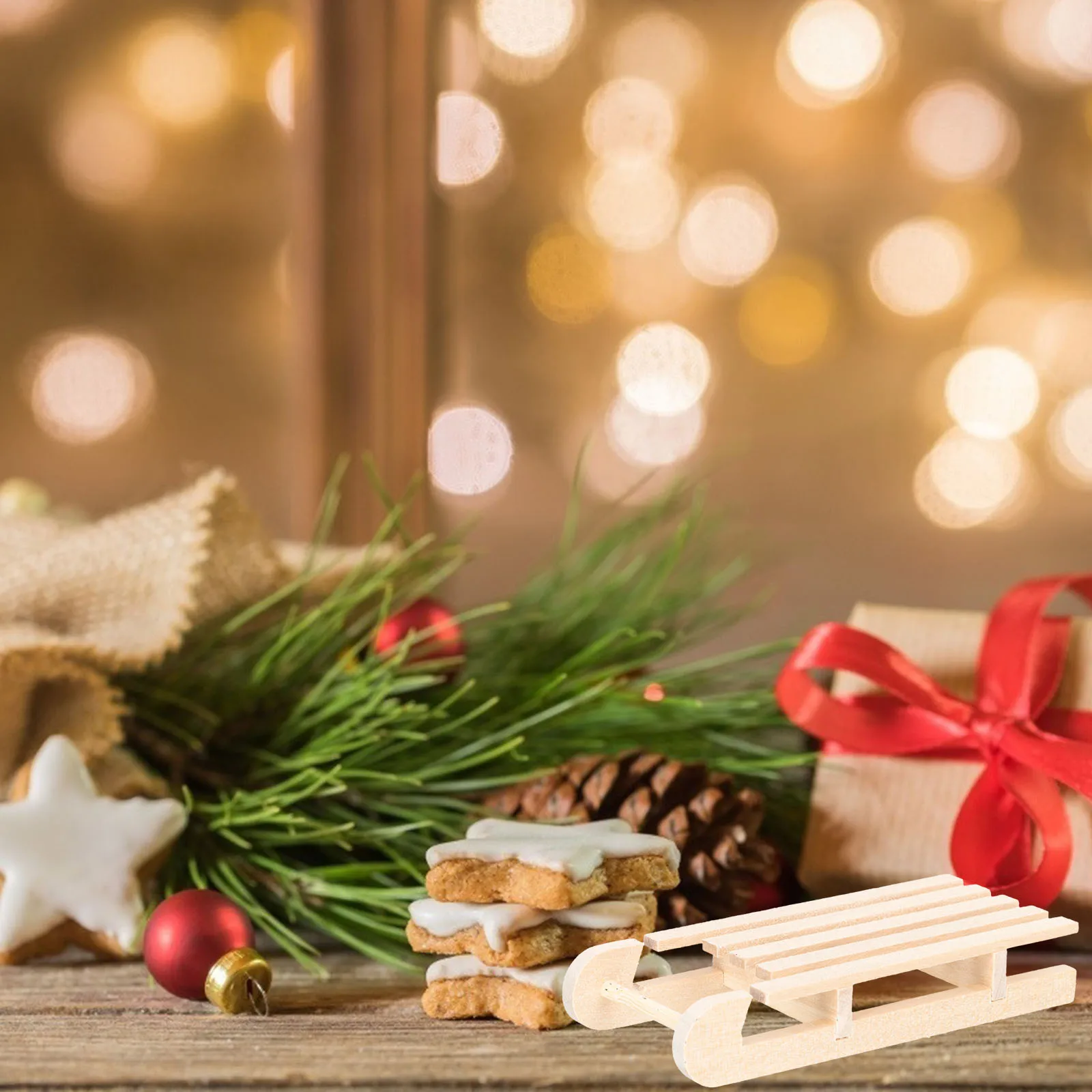 

3 Pcs Solid Wood Sleigh Decoration Sled Toy Christmas Unfinished Craft Sleds Mini Sleighs for Crafting House