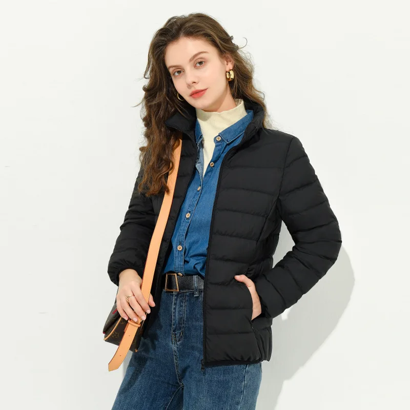 New Winter Light Portable Down Puffer Jackets Women 90 White Duck Down Coat Slim Fit Casual Stand Collar Outerwear JK-321