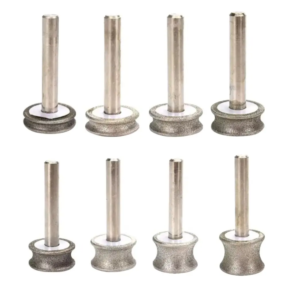2-12mm Concave Diamond Grinding Wheel Glass Round Burr Drill Bits Shank Diameter 6mm Sharpening Rotary Grinding Tool