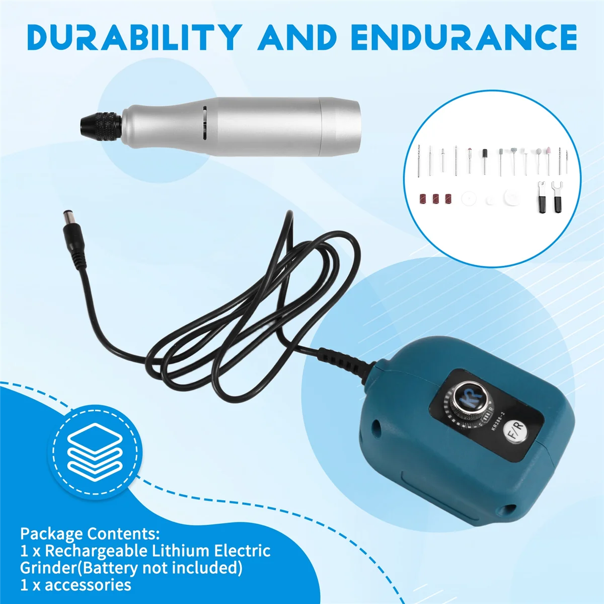 AA98 Mini Electric Grinder Stepless Speed Regulation Electric Drill Mini Drill Speed Rotary Tool for 18V-21V Battery
