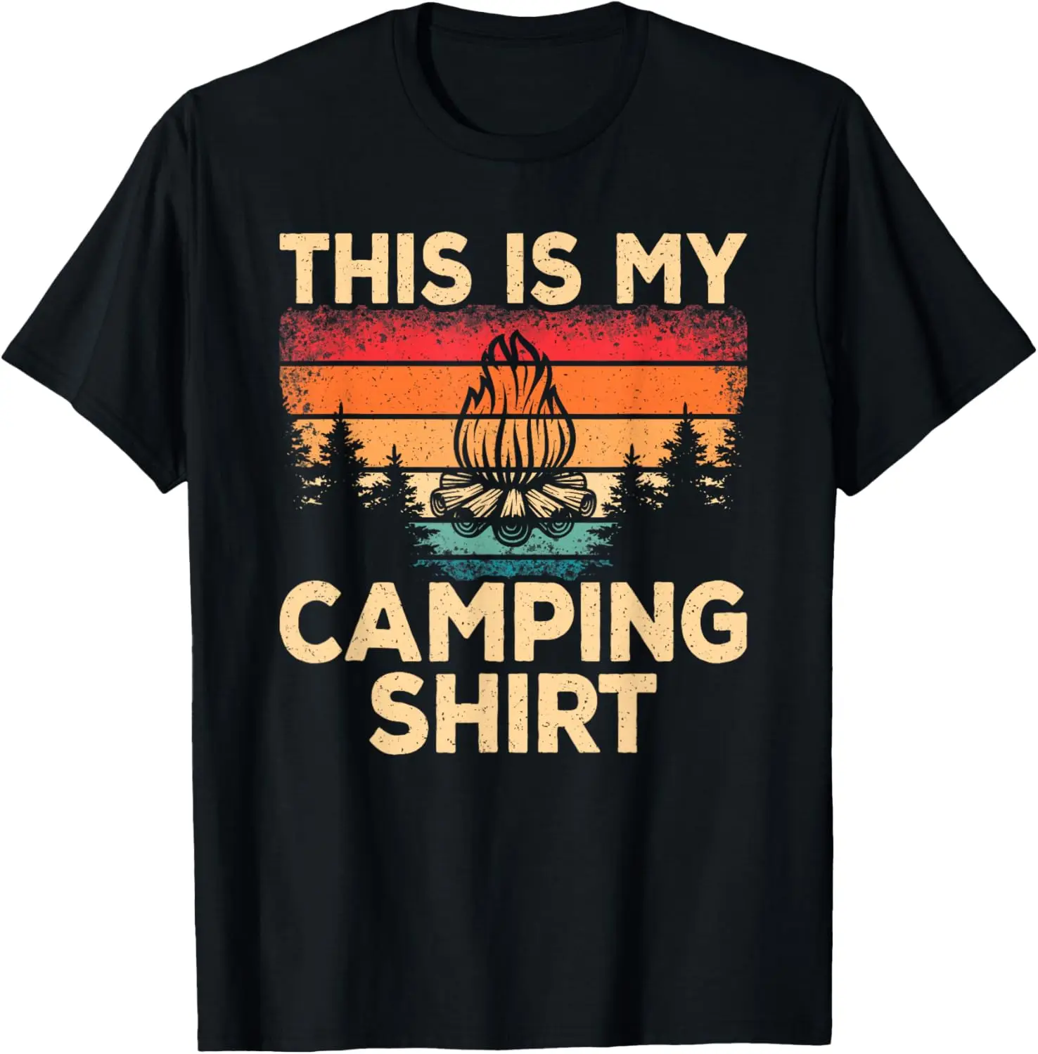 Retro Camper Outdoor Camp Men Women Kids This Is My Camping T-Shirt 100% Cotton Trendy Y2K Short-Sleeve Tee-Soft, Quick-Drying,