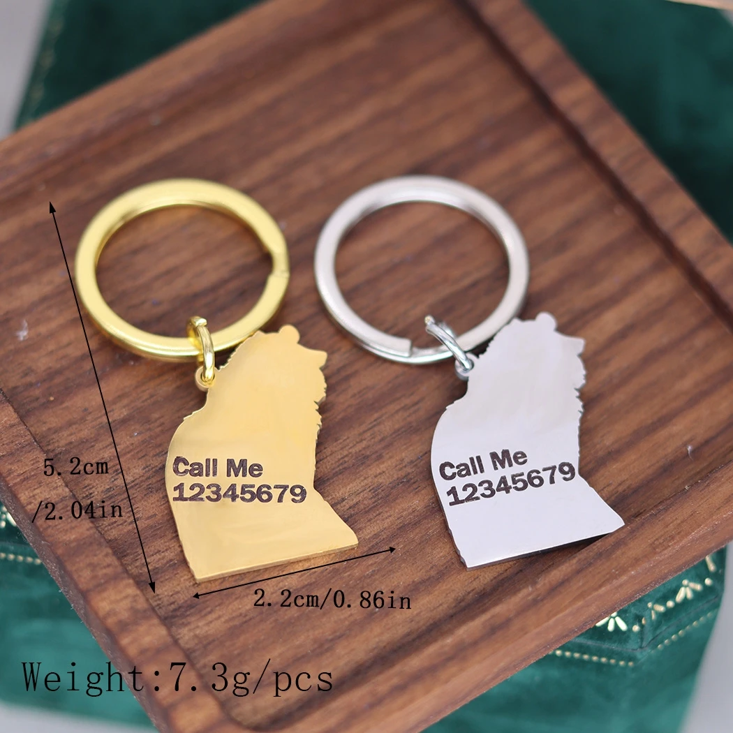 QIAMNI Customized Laser Engraved Number Name Keychain Jewelry Personalized Bear Animal Keyring Stainless Steel Key Chain Holder