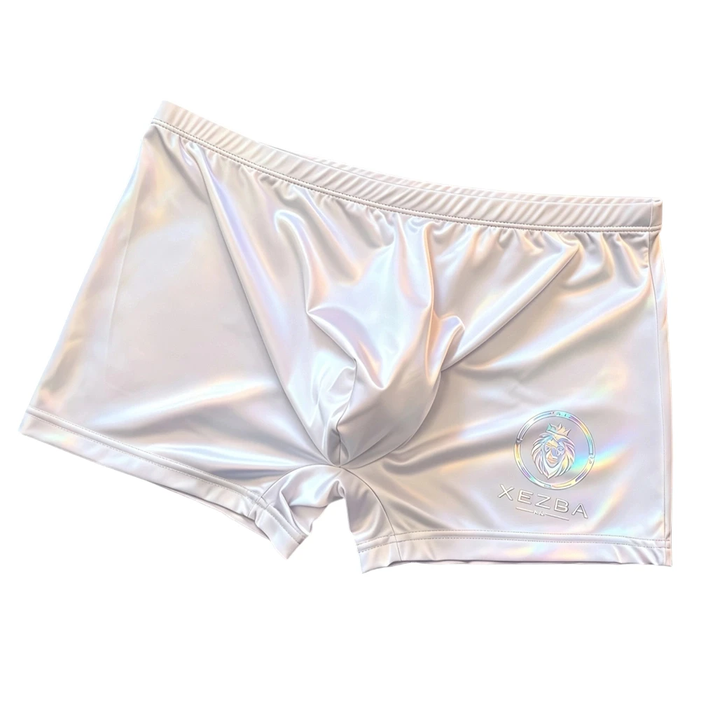 Men Glossy Ice Silk Boxer Shorts Briefs U-shape Pouch Underwear Home Sleep Trunk Men's Glossy Satin Ice Silk Long Leg Boxer