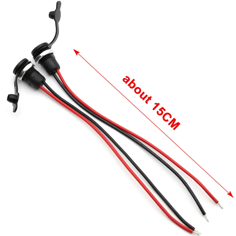 1/5/10개 DC 5.5 X 2.1mm 5.5X2.5mm 배터리 DC 전원 암 소켓 방수 커넥터 2핀 18AWG 피그테일 와이어 케이블 DIY