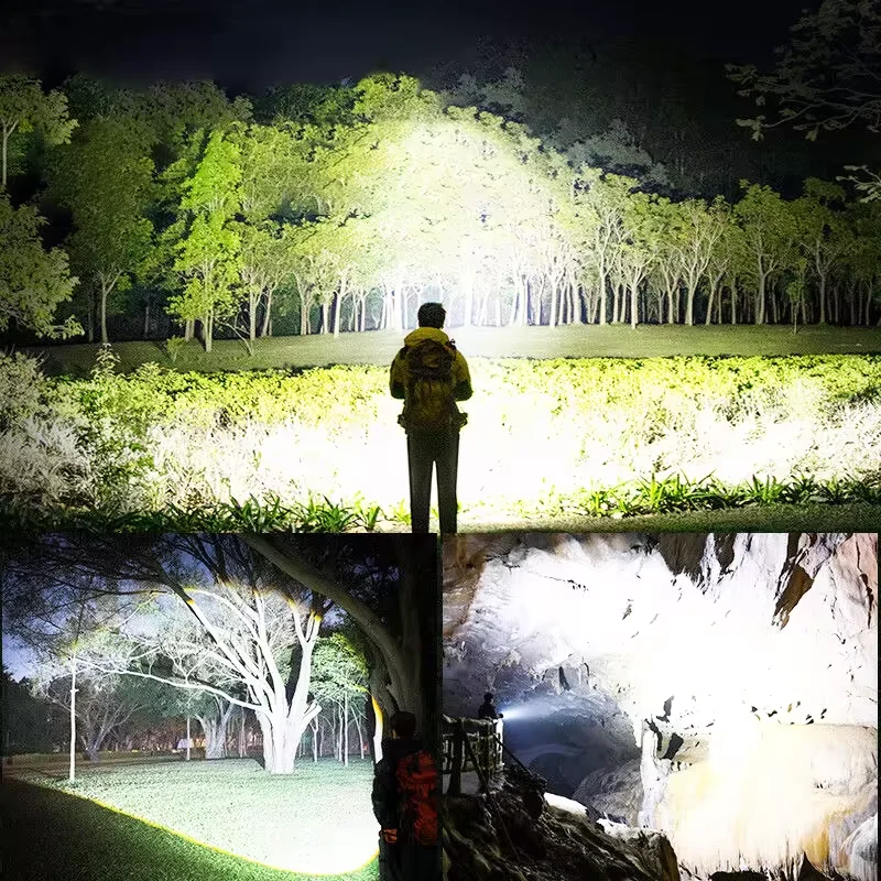 Ajuste de brillo de linterna LED recargable súper potente Linterias tácticas multifuncionales 600W Banco de energía de largo alcance