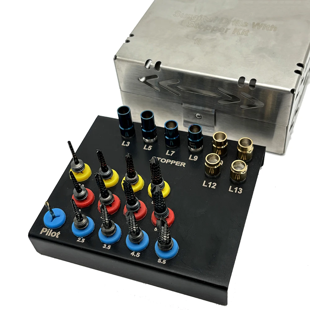 21 pz/set Kit di frese per ossodensificazione dentale driver per sistemi di impianto dentale con tappi chirurgici dentali senza ruggine