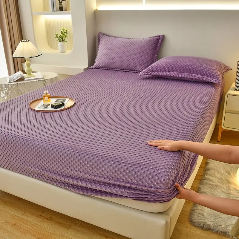 Coral Velvet Bedsheet  Bed Cover Milk Velvet Mattress Protective Cover For Winter Plush Insulation Bedspread