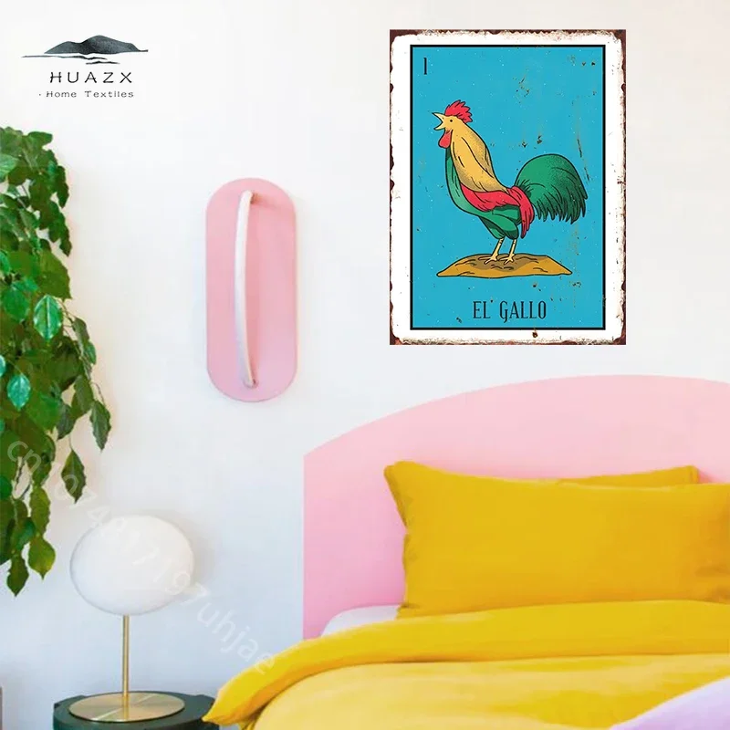 Lotteria messicana EL GALLO LOTTERIA MEXICAN Poster Targa in metallo Decorazioni per la casa Estetica Decorazione da parete Placca decorativa Dipinti