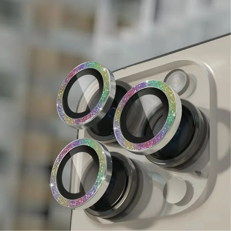 2-3Pcs ฟิล์มป้องกันเลนส์กล้องเพชรสำหรับไอโฟน 17 16 15 14 โปรแม็กซ์โลหะเลนส์แหวนป้องกันฟิล์มสำหรับไอโฟน 14 15 พลัส